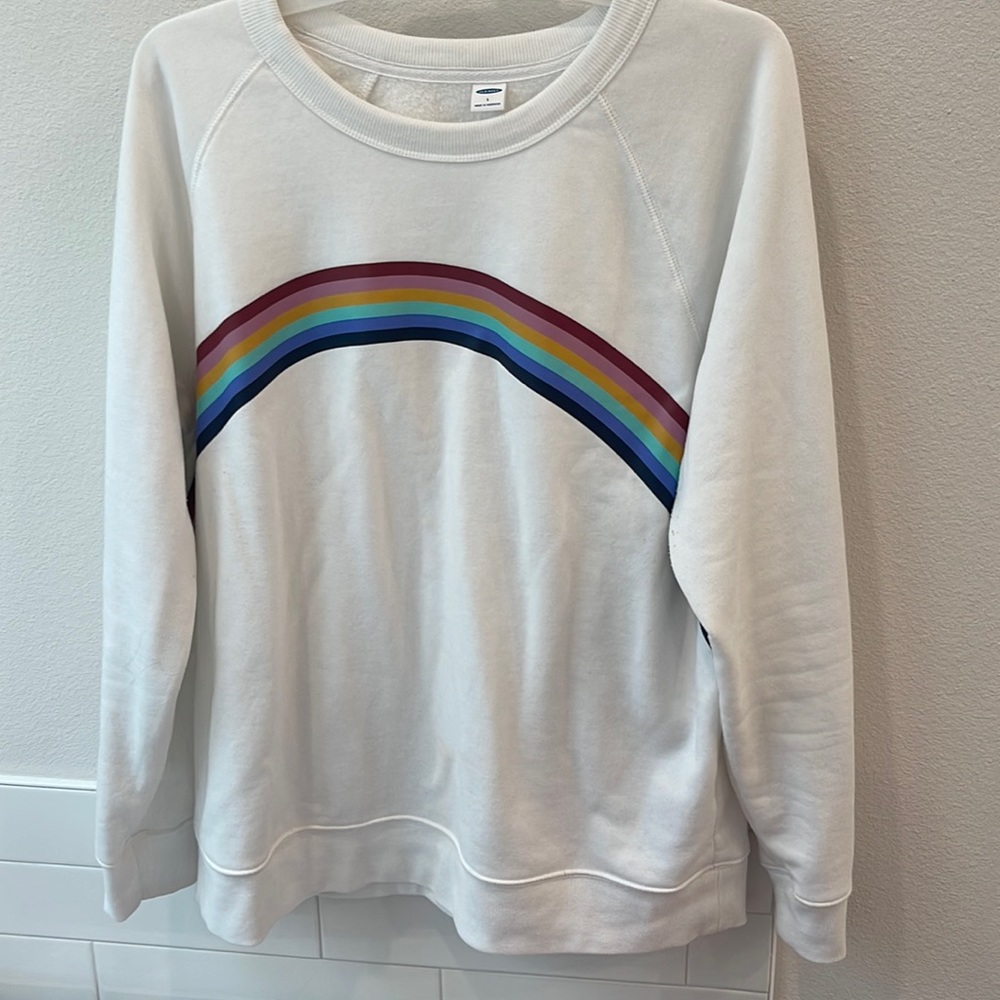 Rainbow Old Navy White Pullover Sweater